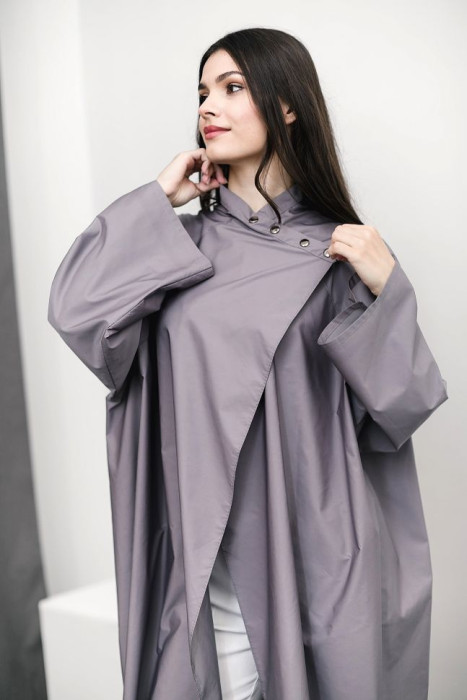 Peignoir PRO SLEEVE CAPE gray button HD-PE-10301-GR