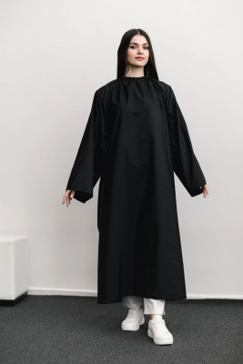 Peignoir PRO SLEEVE long black, hook HD-PE-10305-BL