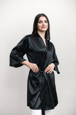 Dressing gown MONACO, short black HD-DG-10402-BL