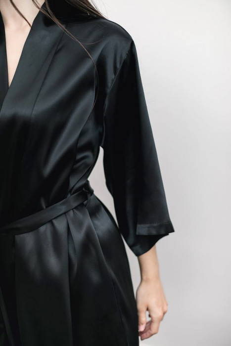 Dressing gown MONACO, short black HD-DG-10402-BL