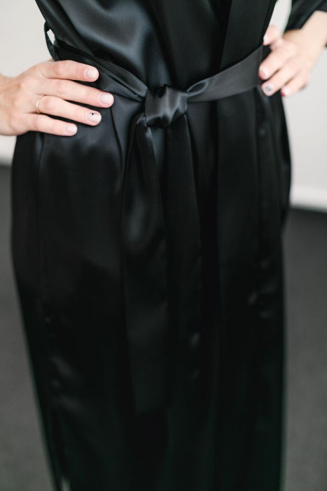 Dressing gown MONACO long, black HD-DG-10401-BL