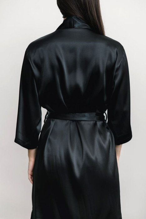 Dressing gown MONACO long, black HD-DG-10401-BL
