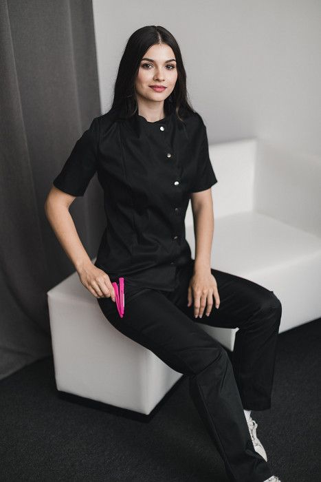 Trousers straight dense black HD-TR-10710-BL