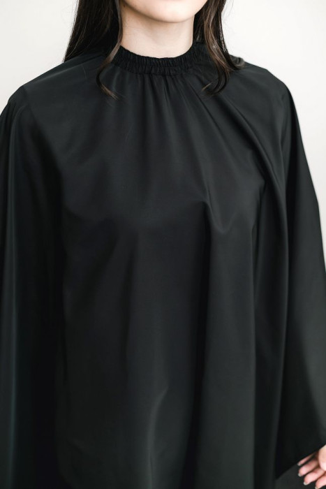 Peignoir CLASSIC CAPE, black, button HD-PE-10302-BL